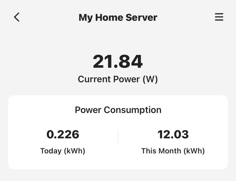Power draw - Meross app